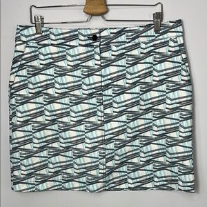 Cutter & Buck Black White Blue Geometric Mini Skirt